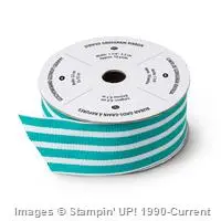 Stampin Up 3/8 (three eighths inch ) Striped Organdy Ribbon, 10 yards, New